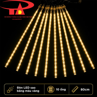 Đèn LED sao băng màu vàng 10 ống 80cm